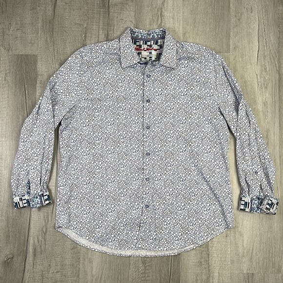 Robert Graham Shirt Mens 2XL Flip Cuff Geometric Dress Work Business Classic Q - Picture 1 of 9